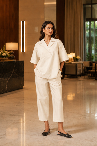 Black cotton co-ord set for women