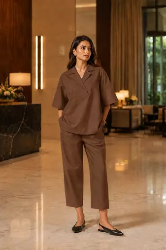 Black cotton co-ord set for women