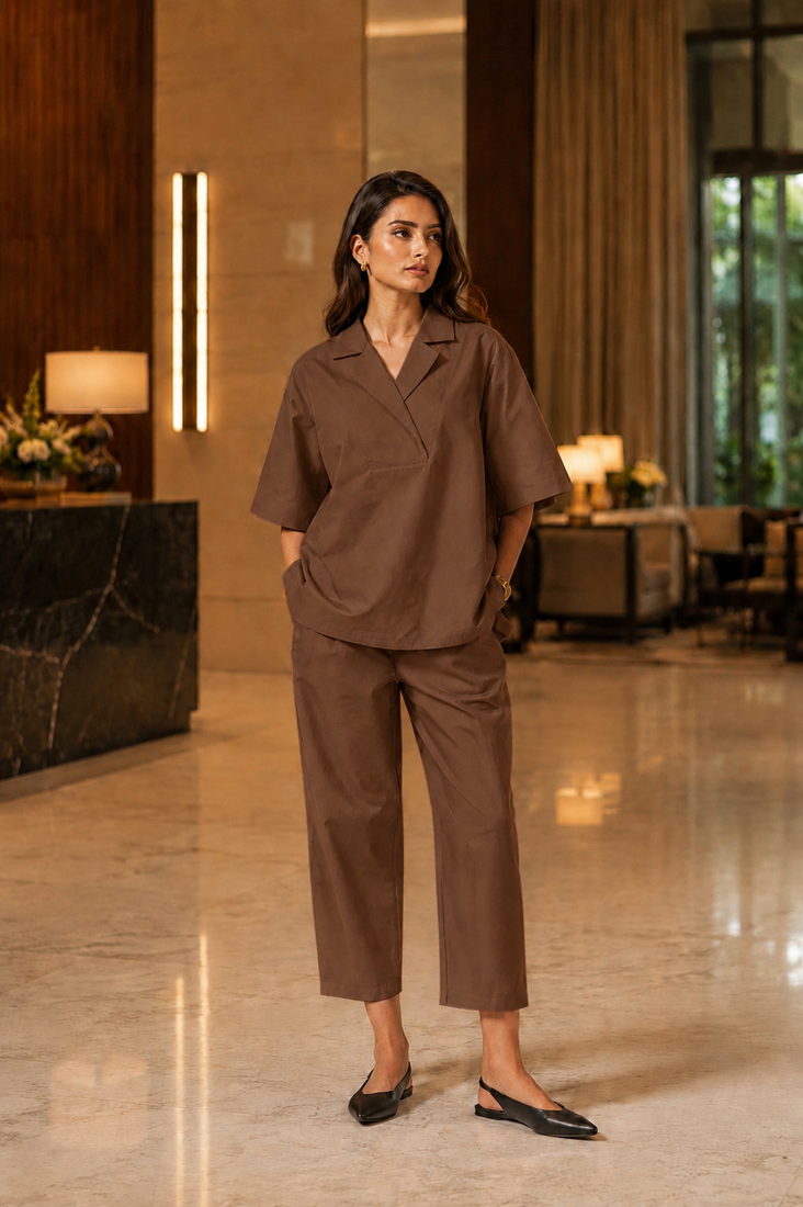 Black cotton co-ord set for women