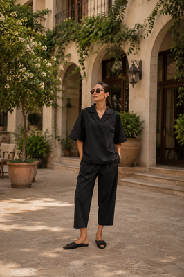 Black cotton co-ord set for women 3