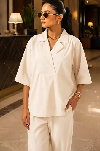 Black cotton co-ord set for women