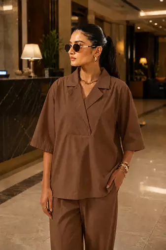 Black cotton co-ord set for women