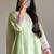 Light green rayon cotton silk kurta farshi salwar dupatta set