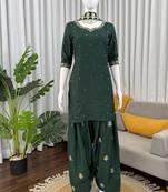 green crepe kurta set