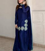 blue crepe kurta set