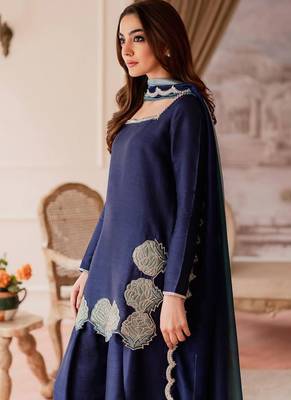 blue crepe kurta set 2
