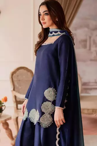 blue crepe kurta set