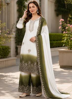 mahendi georgette salwar suit dupatta set 1