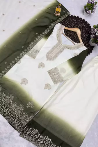 mahendi georgette salwar suit dupatta set