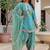 turquoise satin kurta set
