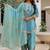 turquoise satin kurta set