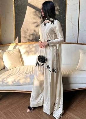 cream faux georgette kurta set 1