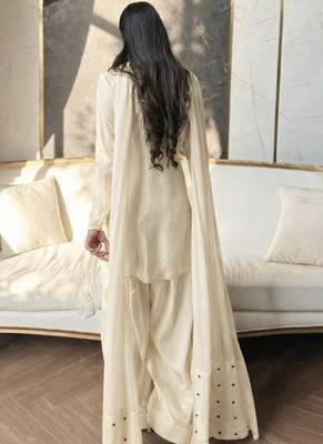 cream faux georgette kurta set 2