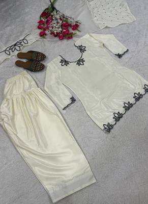 cream faux georgette kurta set 3