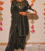 black satin kurta set