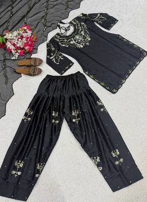 black satin kurta set 3
