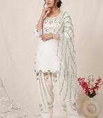white satin kurta set