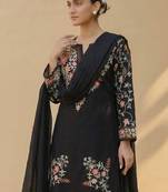 Black roman silk kurta farshi salwar dupatta set