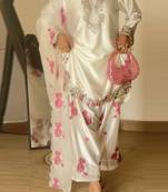 cream satin kurta set