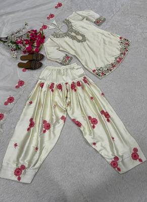 cream satin kurta set 2