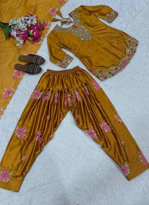 brown satin kurta set 2