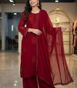maroon georgette salwar suit dupatta set