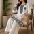 cream rayon cotton georgette kurta pent set