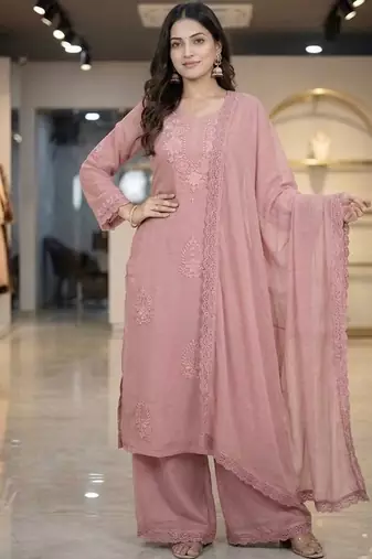 light pink georgette salwar suit dupatta set