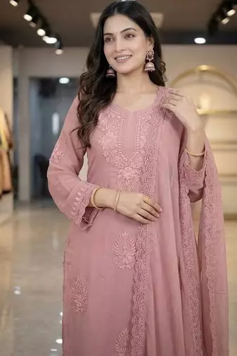 light pink georgette salwar suit dupatta set