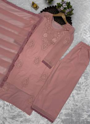 light pink georgette salwar suit dupatta set 3