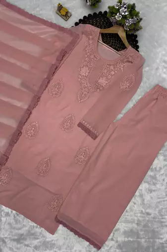 light pink georgette salwar suit dupatta set