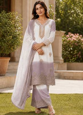lavender georgette salwar suit dupatta set 1