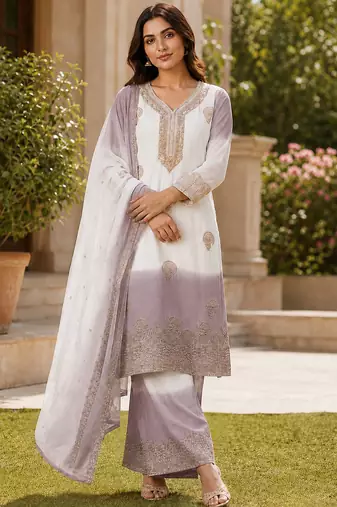 lavender georgette salwar suit dupatta set