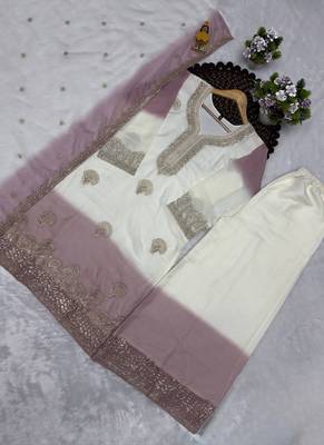 lavender georgette salwar suit dupatta set 2