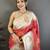 Women coral soft silk gold zari woven buttas banarasi silk  saree