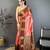 Women peach  soft silk gold zari woven buttas banarasi silk  saree