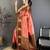 Women peach  soft silk gold zari woven buttas banarasi silk  saree