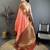Women peach  soft silk gold zari woven buttas banarasi silk  saree