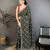 Women dark green vichitra silk bandhani & animal motifs bandhani saree