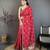 Women hot pink vichitra silk bandhani & animal motifs bandhani saree