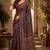 Women navy blue chanderi cotton kalamkari floral jaal ready to wear saree