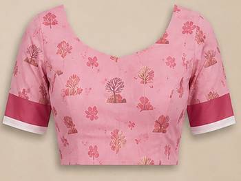 Women baby pink chanderi cotton floral ready to wear saree 5