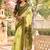 Women lemon green chanderi cotton motifs ready to wear saree