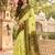 Women lemon green chanderi cotton motifs ready to wear saree