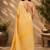 Women mustard yellow chanderi cotton checkered ready to wear saree