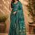 Women deep teal chanderi cotton floral jaal ready to wear saree