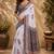 Women off white chanderi cotton floral ready to wear saree