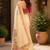 Women cream chanderi cotton plain ready to wear saree