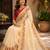 Women cream chanderi cotton plain ready to wear saree