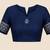 Women off white & navy blue chanderi cotton floral butti motifs ready to wear saree